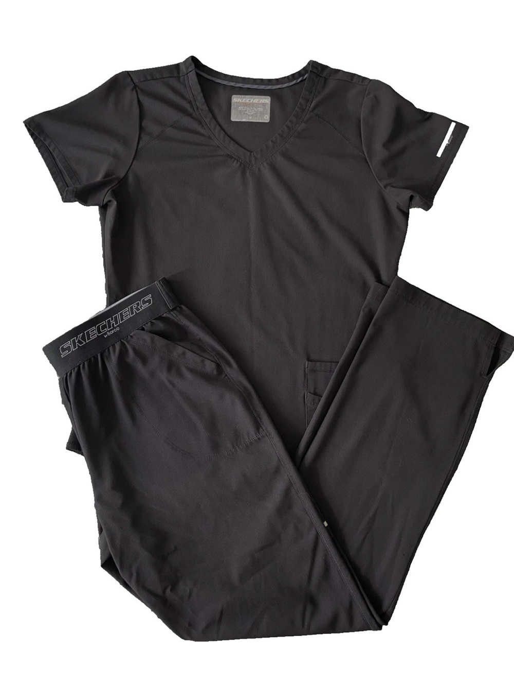 Sketchers by Barco Black Scrub Set Women's Size Medium Tall Pull on Straight Leg